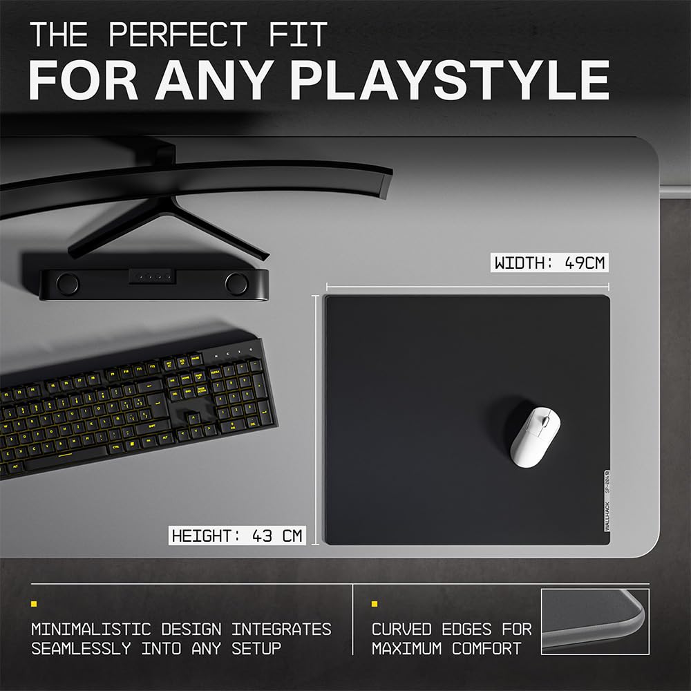 WALLHACK SP-004 [Black] Obsidian Pro付き SP-004 Black Glass Gaming Mousepad | Wallhack